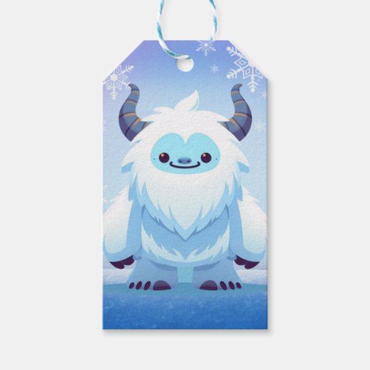 Schattigee kerst/winteryeti cadeaulabel (Voorkant)