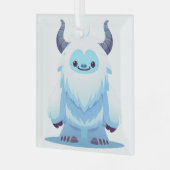 Schattigee kerst/winteryeti glas ornament (Voorkant links)