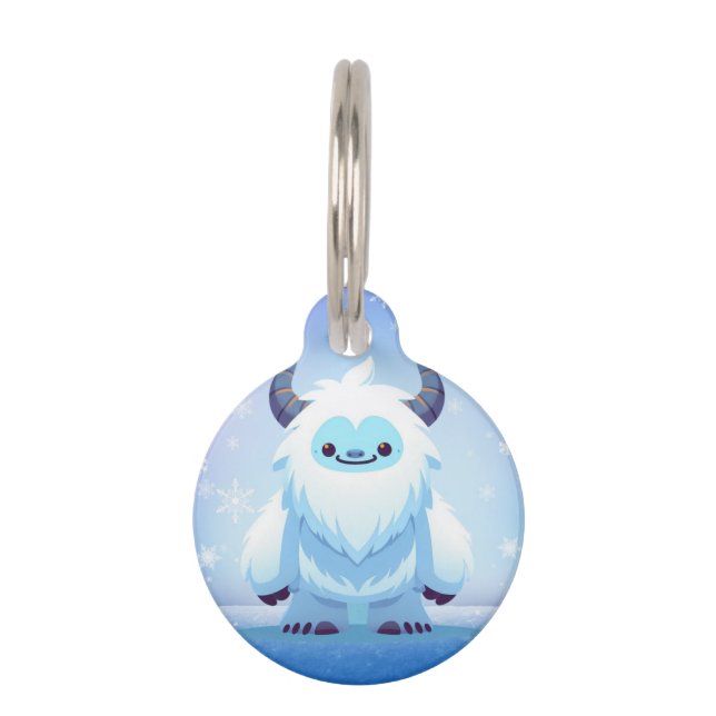 Schattigee kerst/winteryeti huisdierpenning (Voorkant)