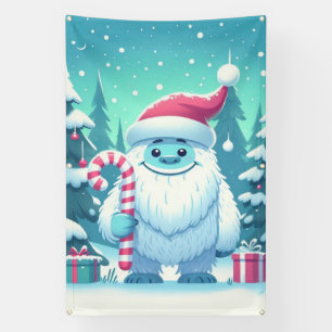 Schattigee kerst/winteryeti spandoek