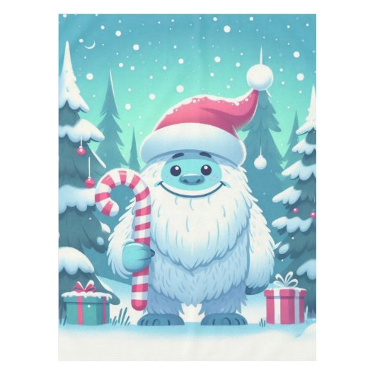 Schattigee kerst/winteryeti tafelkleed (Voorkant)