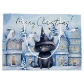 Schattigee Kerst Zwarte Kat Feestelijke Vakantie Groot Cadeauzakje (Achterkant)