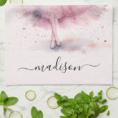 Schattigee kerstballerina scriptnaam theedoek (Gevouwen)