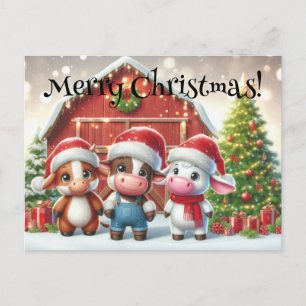 Schattigee kerstboerderijdieren briefkaart