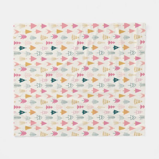Schattigee kerstbomen Blush Pink Pattern Fleece Deken (Voorkant (Horizontaal))
