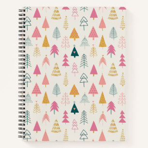 Schattigee kerstbomen Blush Pink Pattern Notitieboek