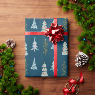Schattigee kerstbomen doodle cadeaupapier