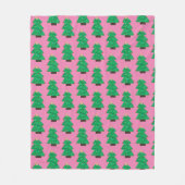 Schattigee kerstbomen op roze fleece deken (Voorkant)