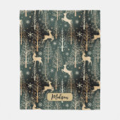 Schattigee kerstbomen rendieren monogram groen fleece deken (Voorkant)