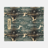 Schattigee kerstbomen rendieren monogram groen fleece deken (Voorkant (Horizontaal))