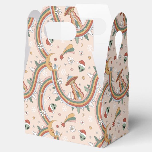 Schattigee kerstboom Alien Rainbow vakantiepatroon Bedankdoosjes (Geopend)
