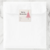 Schattigee kerstboom blush roze vierkante sticker (Tas)