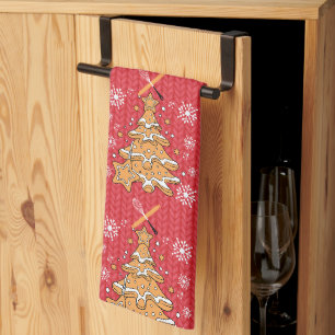 Schattigee kerstboom koekje bakbemanning sneeuwvlo theedoek