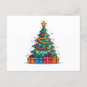 Schattigee kerstboom met cadeaus feestdagenkaart