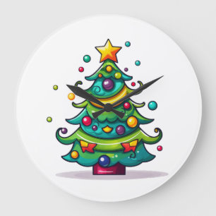 Schattigee kerstboom met Ornamenten Grote Klok