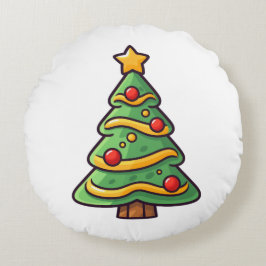 Schattigee kerstboom met Ornamenten Rond Kussen