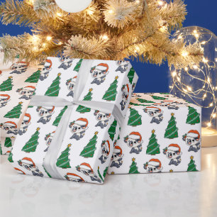 Schattigee kerstboom panda rode kerstmuts cadeaupapier