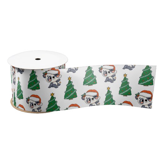 Schattigee kerstboom panda rode kerstmuts lint (Spoel)