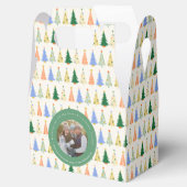 Schattigee kerstboom rode groene familie aangepast bedankdoosjes (Geopend)