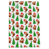 Schattigee kerstboom rode panda kerstmuts medium cadeauzakje (Voorkant)