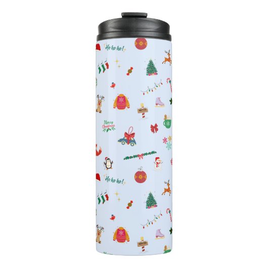 Schattigee kerstdetails reizen in de winter thermosbeker (Voorkant)