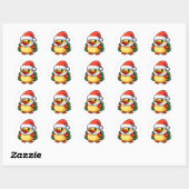 Schattigee kersteend in kerstmuts ronde sticker (Vel)