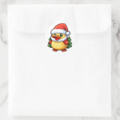 Schattigee kersteend in kerstmuts ronde sticker (Tas)