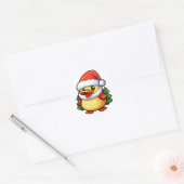 Schattigee kersteend in kerstmuts ronde sticker (Envelop)