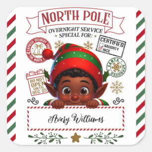 Schattigee Kerstelf speciale levering van Santa Vierkante Sticker