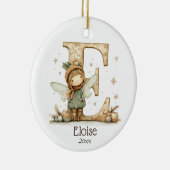 Schattigee Kerstfee Initiaal Gepersonaliseerde Vak Keramisch Ornament (Rechts)