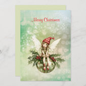 Schattigee kerstfee op een Ornament Feestdagenkaart (Voorkant / Achterkant)