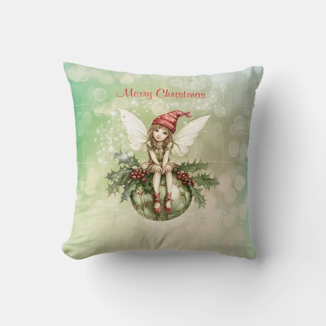 Schattigee kerstfee op een Ornament Kussen (Voorkant)