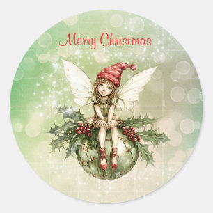 Schattigee kerstfee op een Ornament Ronde Sticker