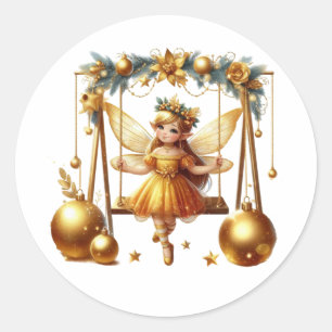 Schattigee kerstfee ronde sticker
