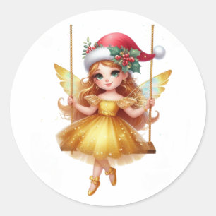 Schattigee kerstfee ronde sticker