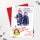 Schattigee kerstfoto Jingle Bells Feestdagenkaart