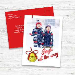 Schattigee kerstfotokaart Jingle All the Way Feestdagenkaart