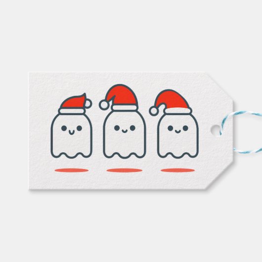 Schattigee kerstgeesten cadeaulabel (Voorkant (Horizontaal))