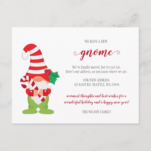 Schattigee kerstgnoom We hebben vakantie verhuisd Briefkaart (Voorkant)