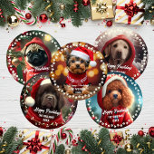 Schattigee Kersthond Happy Holiday 2-zijdige 2-fot Ornament