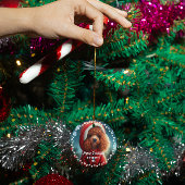 Schattigee Kersthond Happy Holiday 2-zijdige 2-fot Ornament