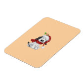 Schattigee kersthond met kerstmuts en sjaal magneet (Linkerzijde)