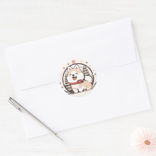 Schattigee kersthond Sticker (Envelop)
