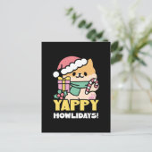 Schattigee Kersthond - Yappy Howholidays Briefkaart (Staand voorkant)