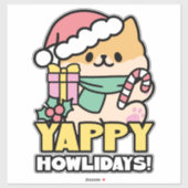 Schattigee Kersthond - Yappy Howholidays Sticker (Vel)