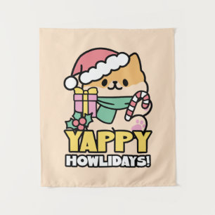 Schattigee Kersthond - Yappy Howholidays Wandkleed