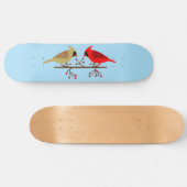 Schattigee kerstkardinalen en rode bessen skateboard (Horizontaal)