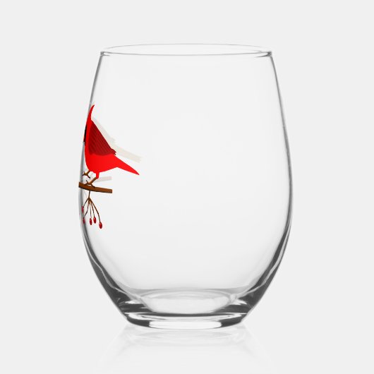 Schattigee kerstkardinalen en rode bessen wijnglas zonder voet (Links)