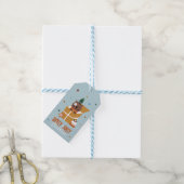 Schattigee Kerstkat in Cadeaudoos Blauw Cadeaulabel (Met Touw)