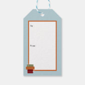 Schattigee Kerstkat in Cadeaudoos Blauw Cadeaulabel (Achterkant)